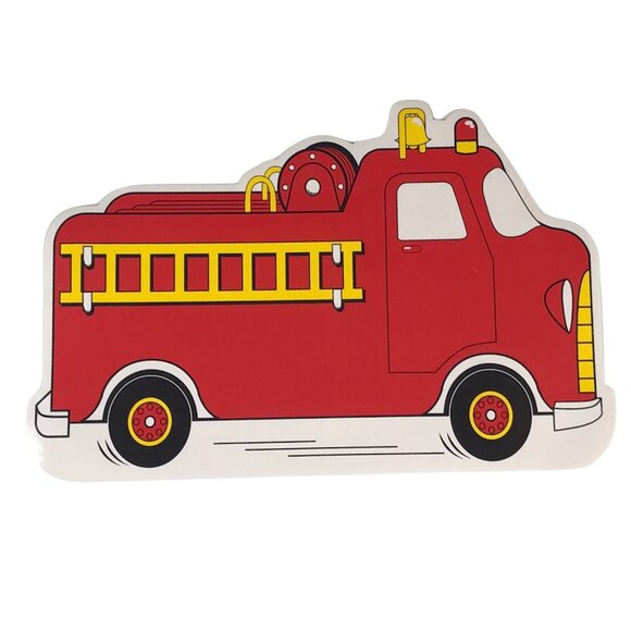 Set of 2 Plastic Fire Truck Placemats, 17" x 15" - Picture 2 of 4